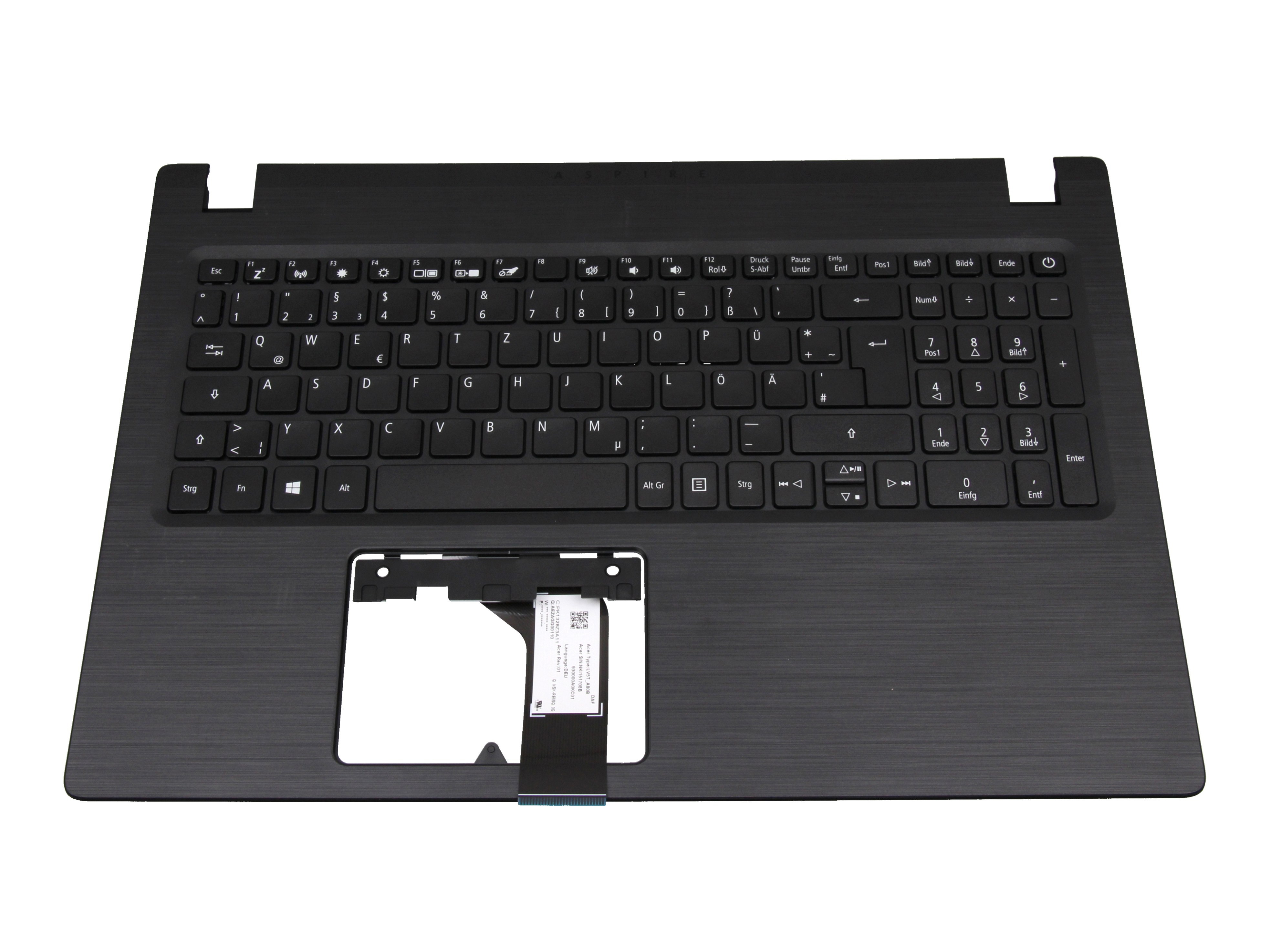 Acer NKI151708B Tastatur inkl. Topcase DE (deutsch) schwarz/schwarz