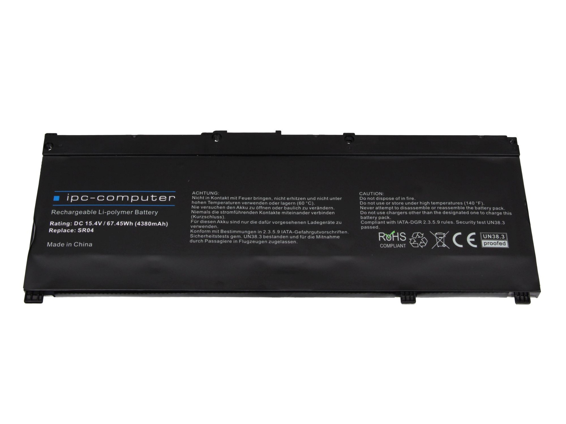 IPC-Computer Batterie compatible avec HP SRO4XL avec 67.45Wh