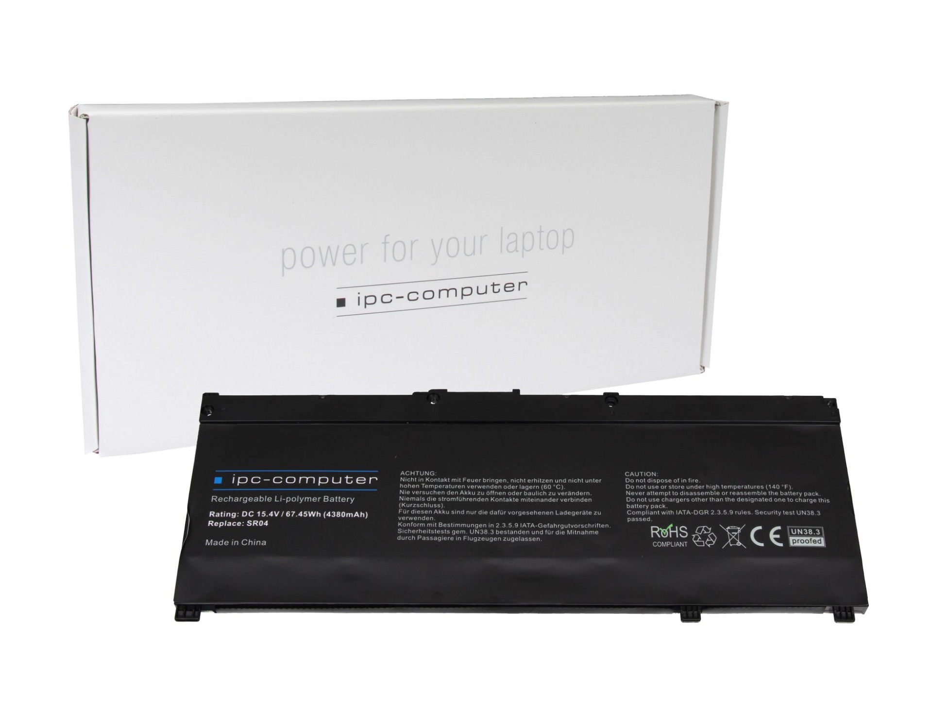IPC-Computer Batterie compatible avec HP SRO4XL avec 67.45Wh