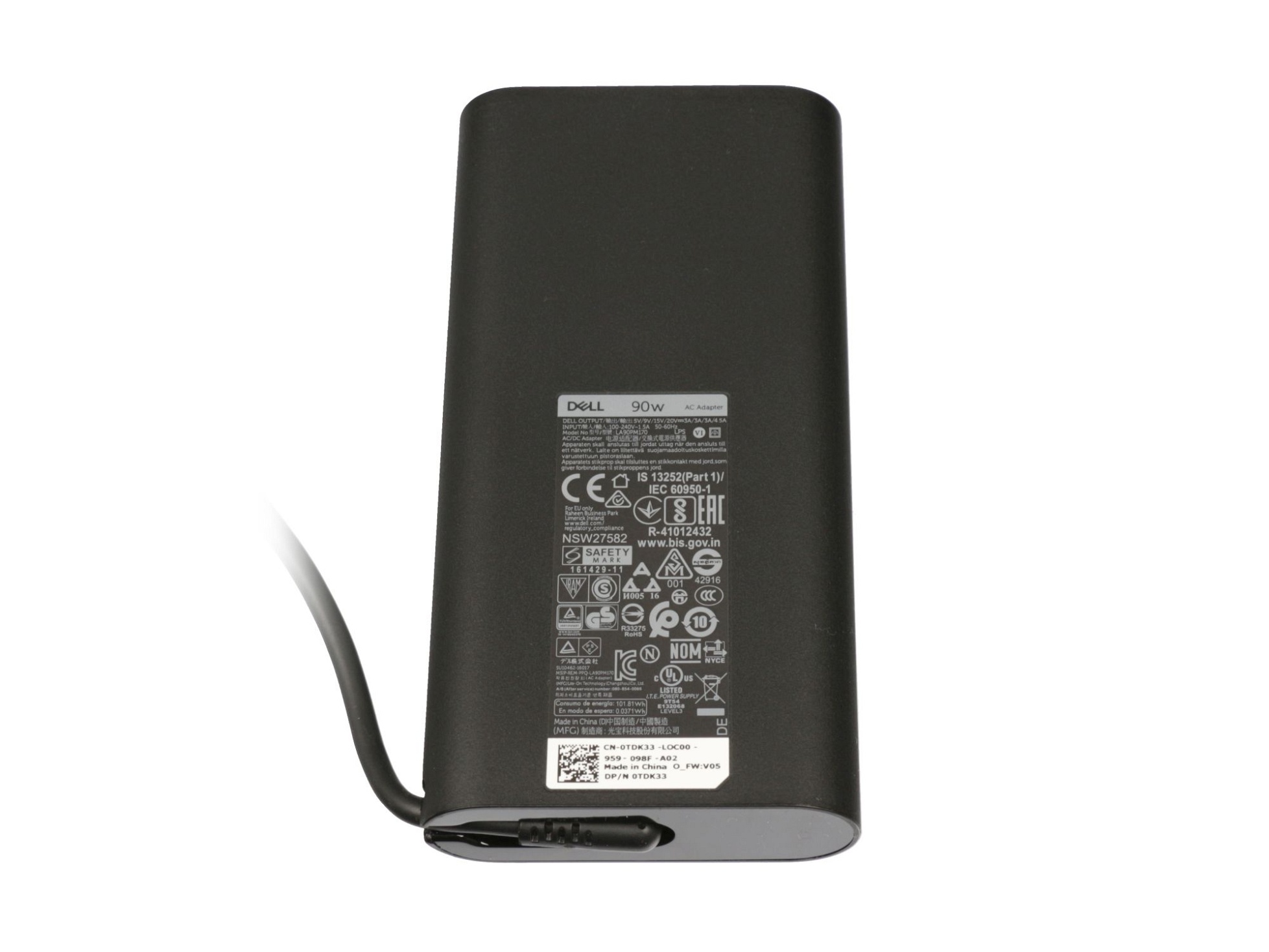 Dell Latitude 12 (7290) original USB-C Bloc d'alimentation 90 Watt, arrondie, Nouveau