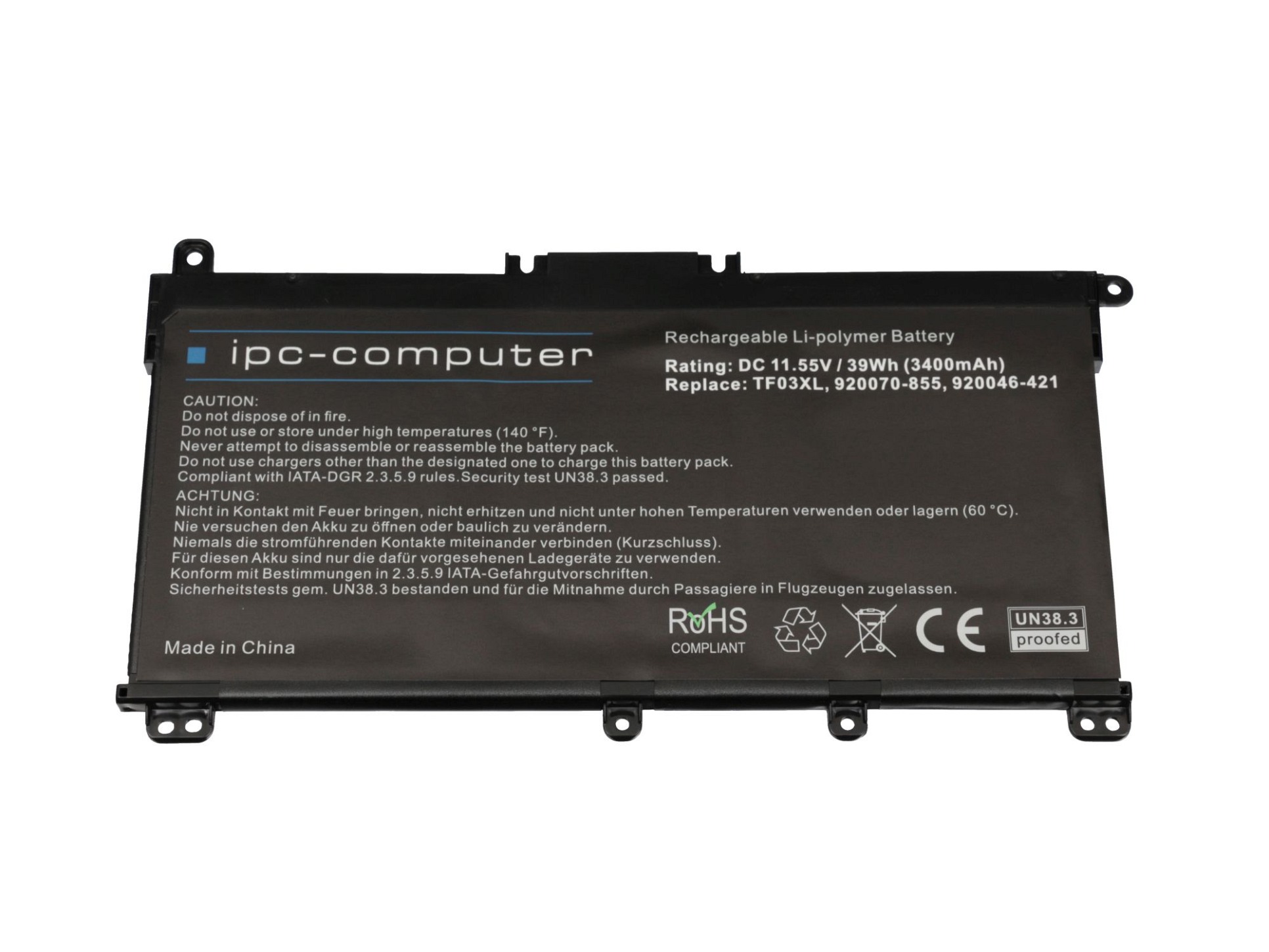 IPC-Computer Batterie 39Wh Nouveau compatible pour HP Pavilion x360 14-cd0500