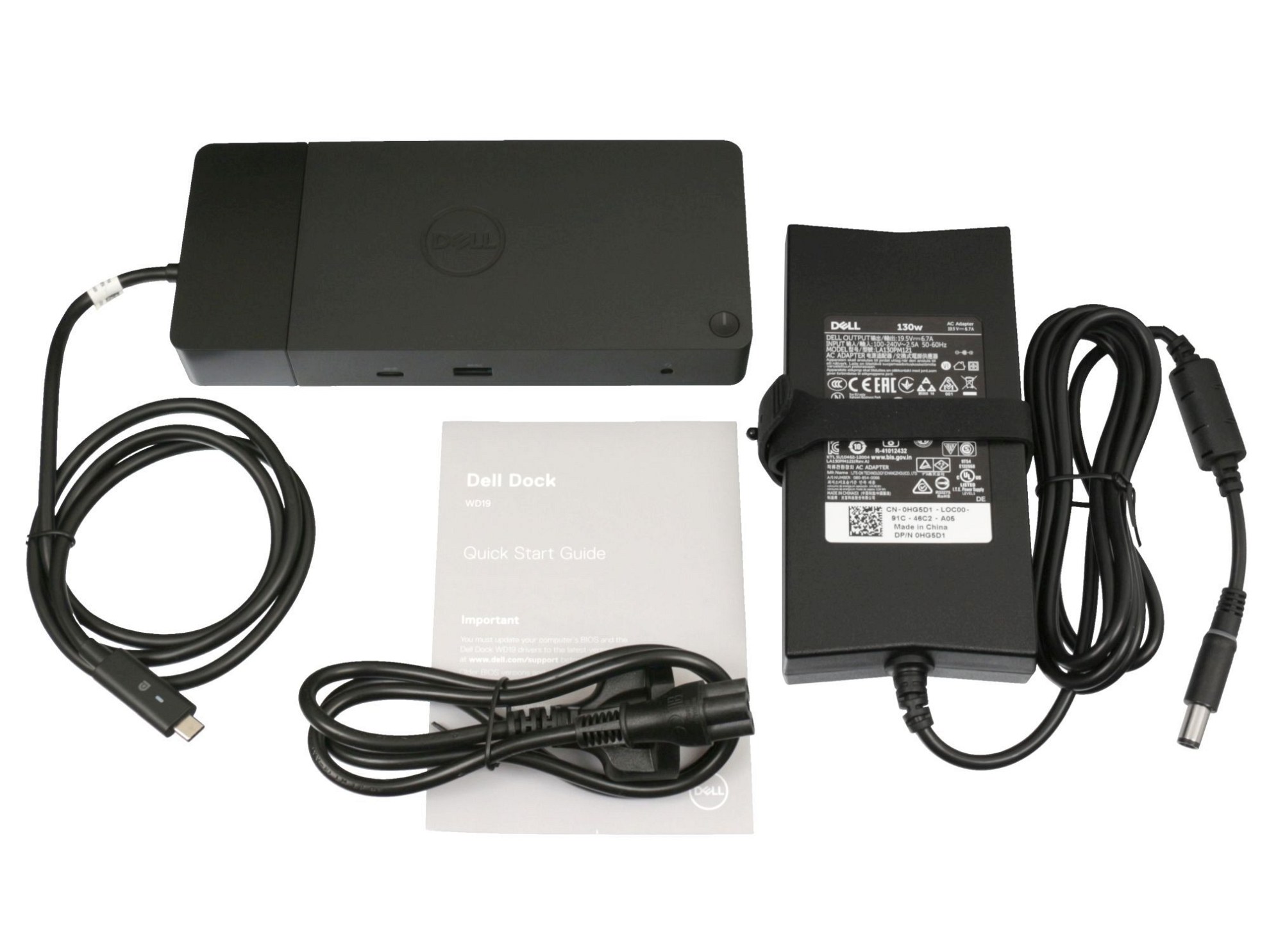 Dell WD19 USB-C port replikator incl. 130W ac-adapter suitable for Dell