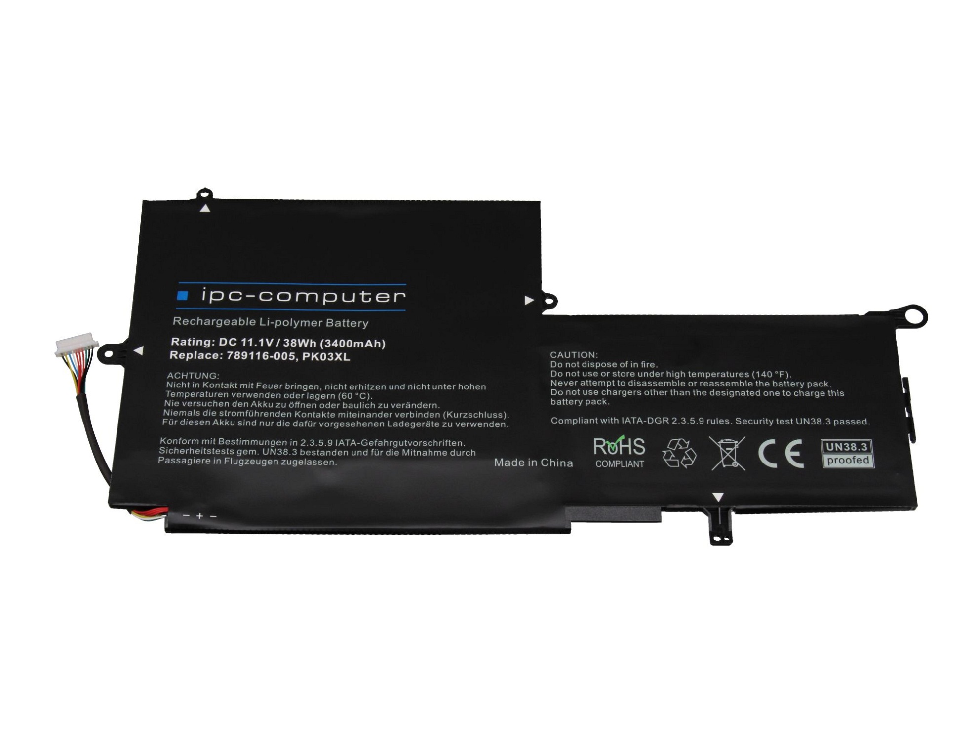 IPC-Computer Batterie 38Wh Nouveau compatible pour HP Spectre x360 13-4000