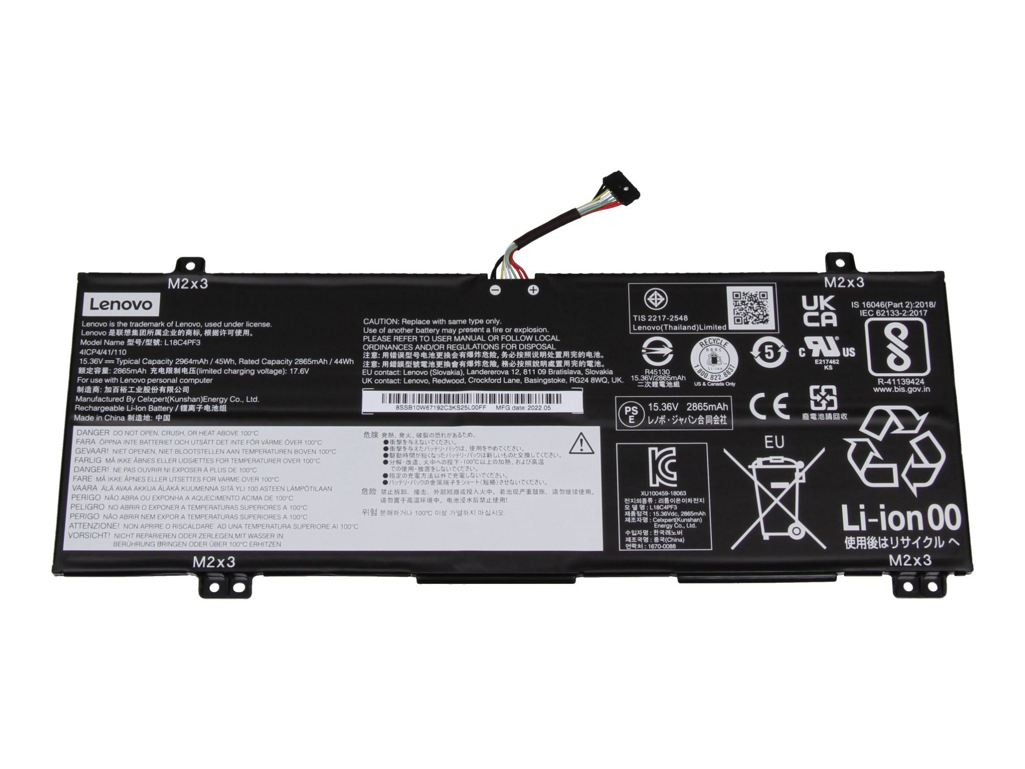 Lenovo L18M4PF3 original Batterie 45Wh