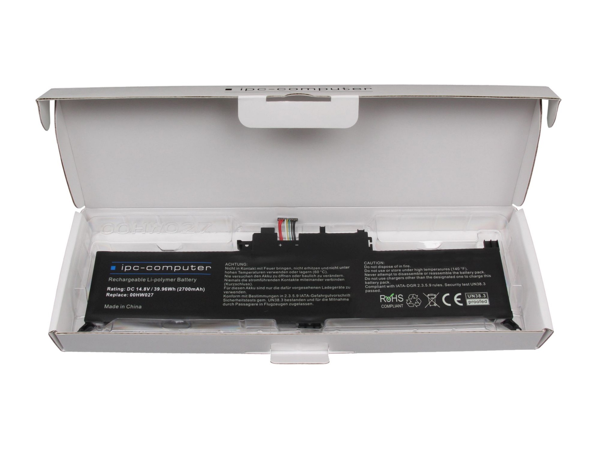 IPC-Computer Batterie 39Wh Nouveau compatible pour Lenovo ThinkPad Yoga 370 (20JJ/20JH)