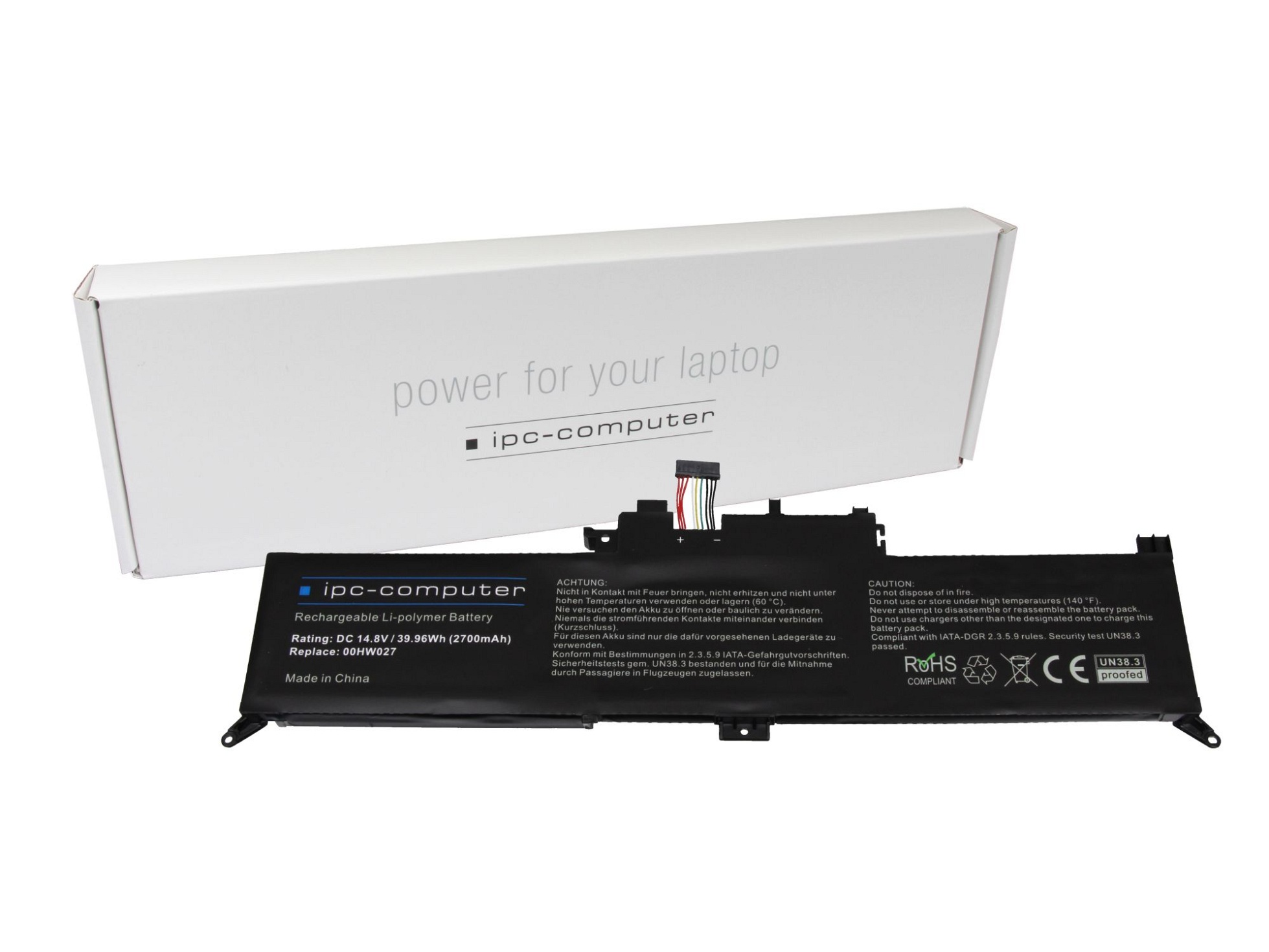 IPC-Computer Batterie 39Wh Nouveau compatible pour Lenovo ThinkPad Yoga 370 (20JJ/20JH)
