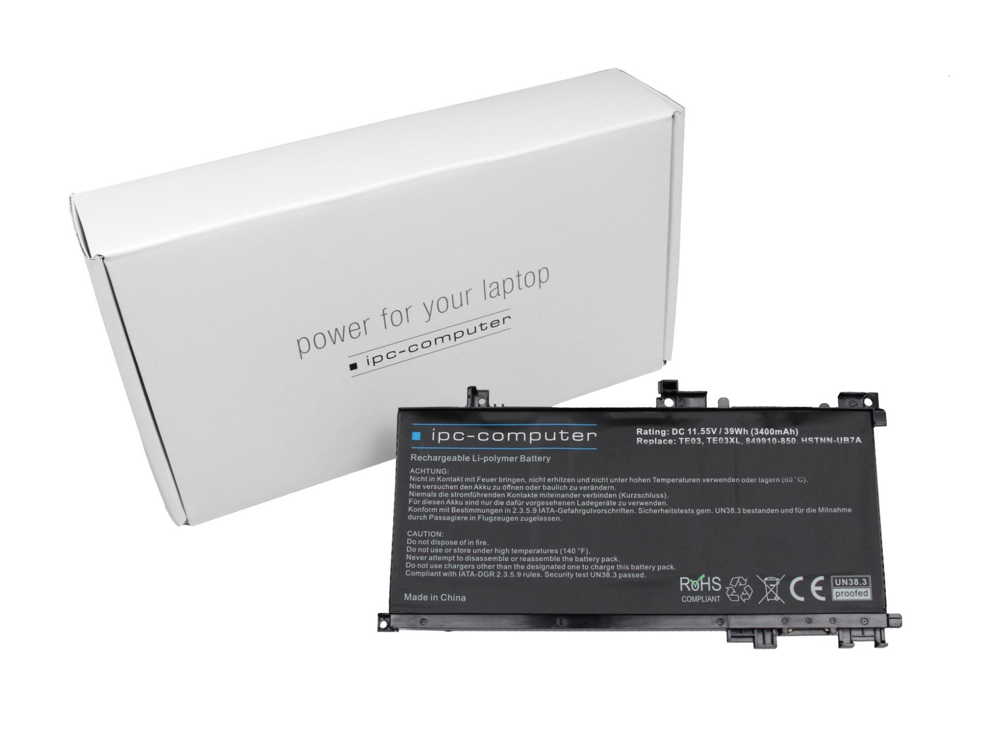 IPC-Computer Batterie 39Wh Nouveau 11.55V compatible pour HP Pavilion 15-bc400