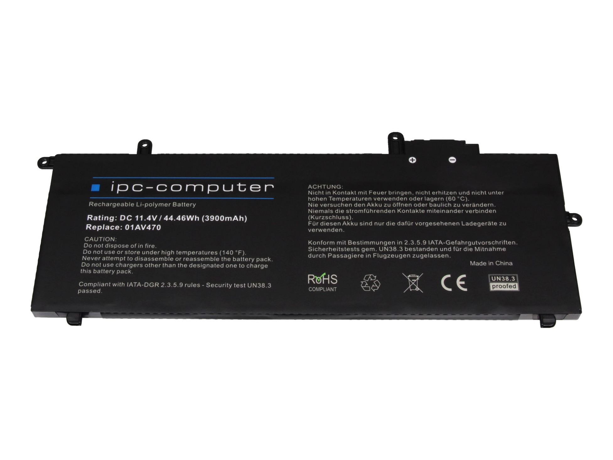 IPC-Computer Batterie 44,4Wh Nouveau compatible pour Lenovo ThinkPad X280 (20KF/20KE)