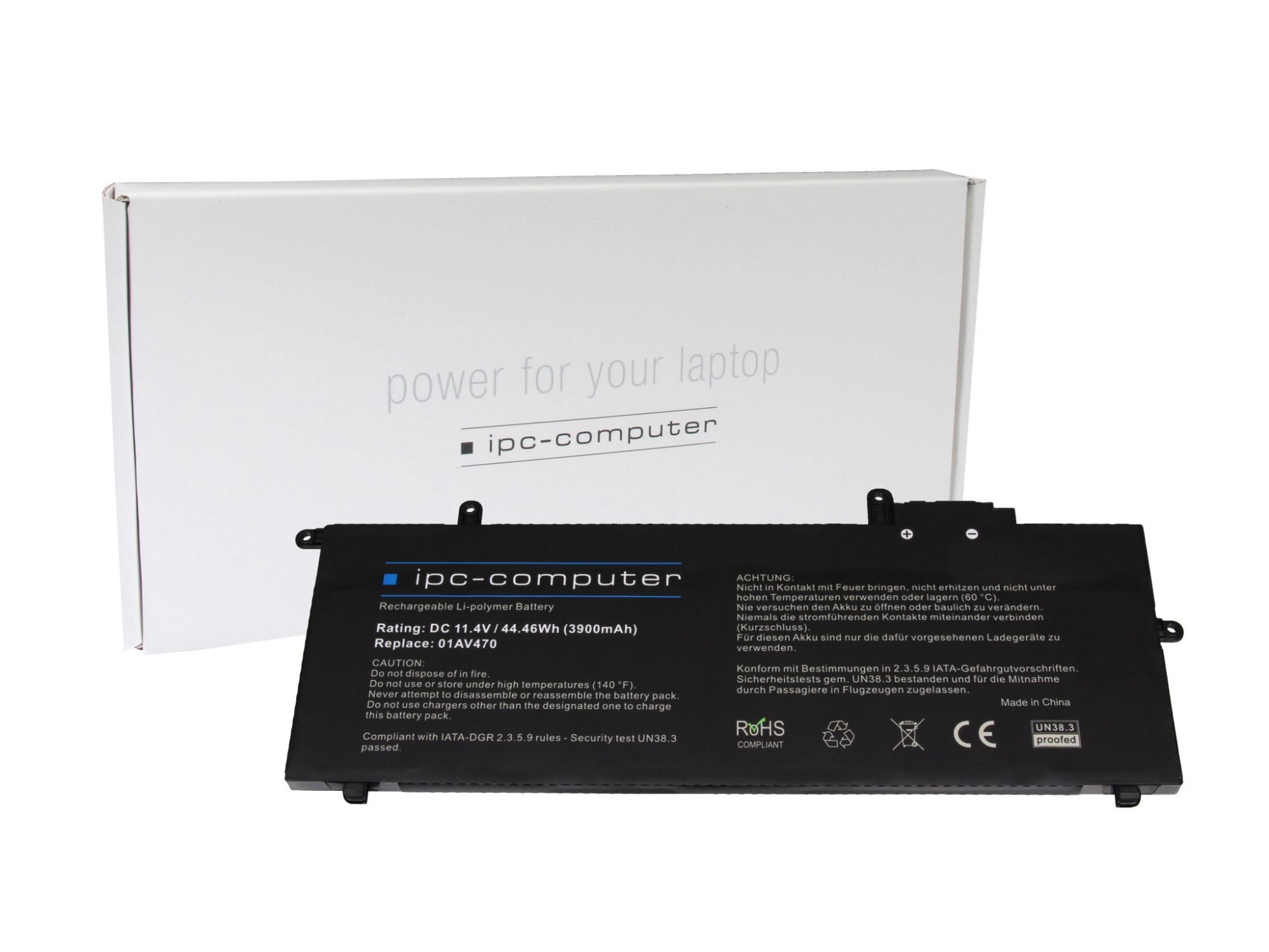 IPC-Computer Batterie 44,4Wh Nouveau compatible pour Lenovo ThinkPad X280 (20KF/20KE)