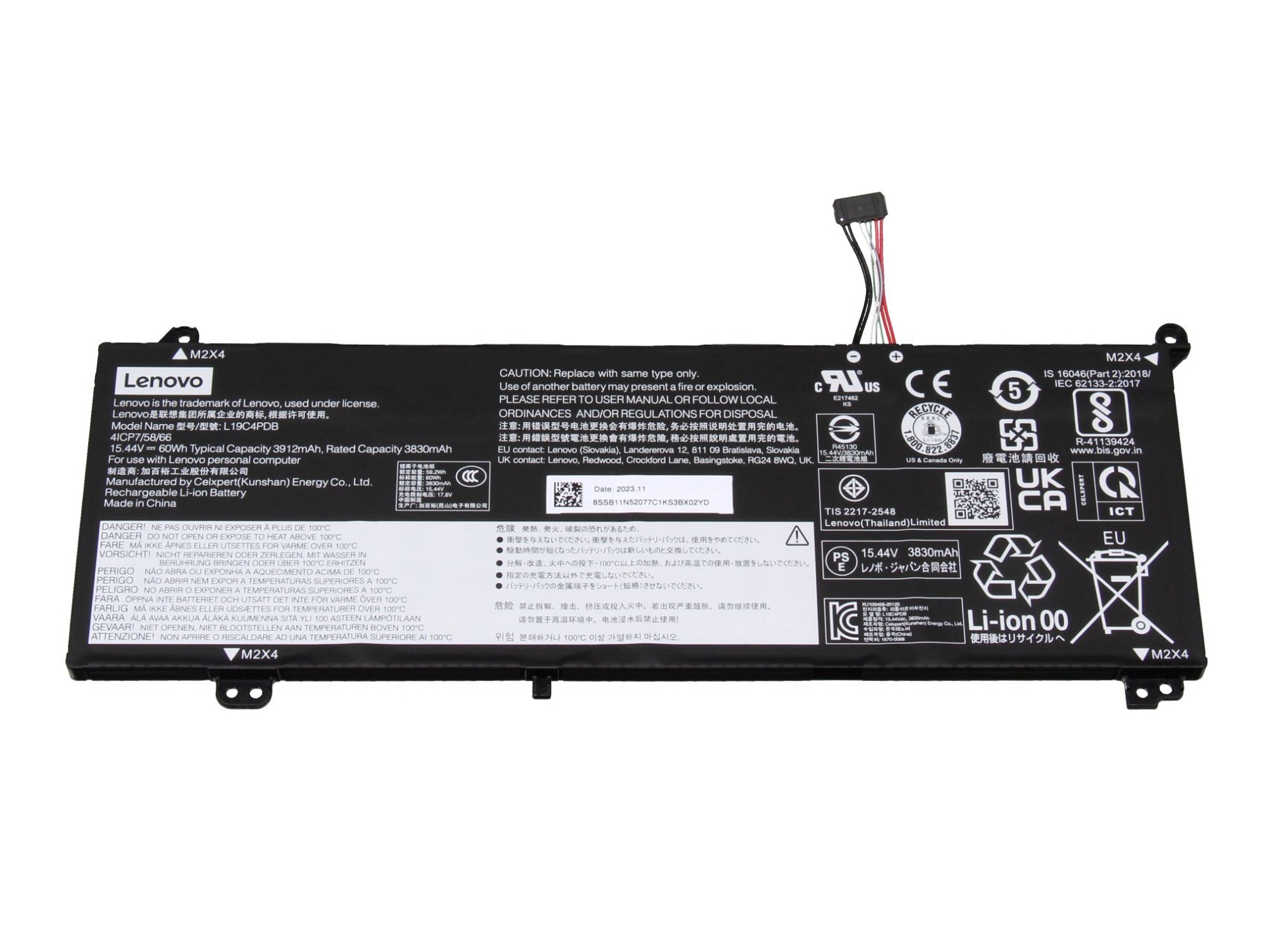 Lenovo SB10Z21200 Original Akku 60Wh 15,44V/4 Zellen