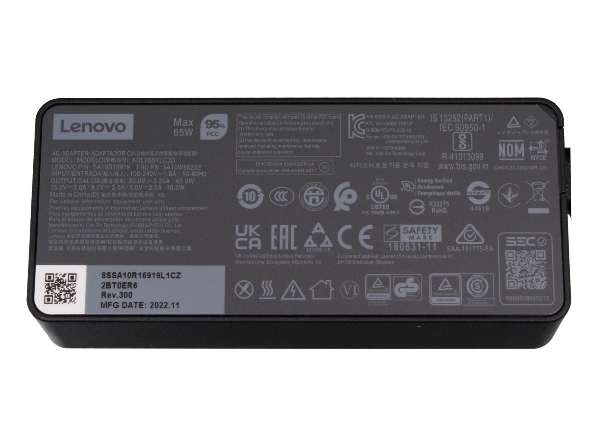 Lenovo ThinkPad T480 (20L5/20L6) Original USB-C Netzteil 65,0 Watt normale Bauform