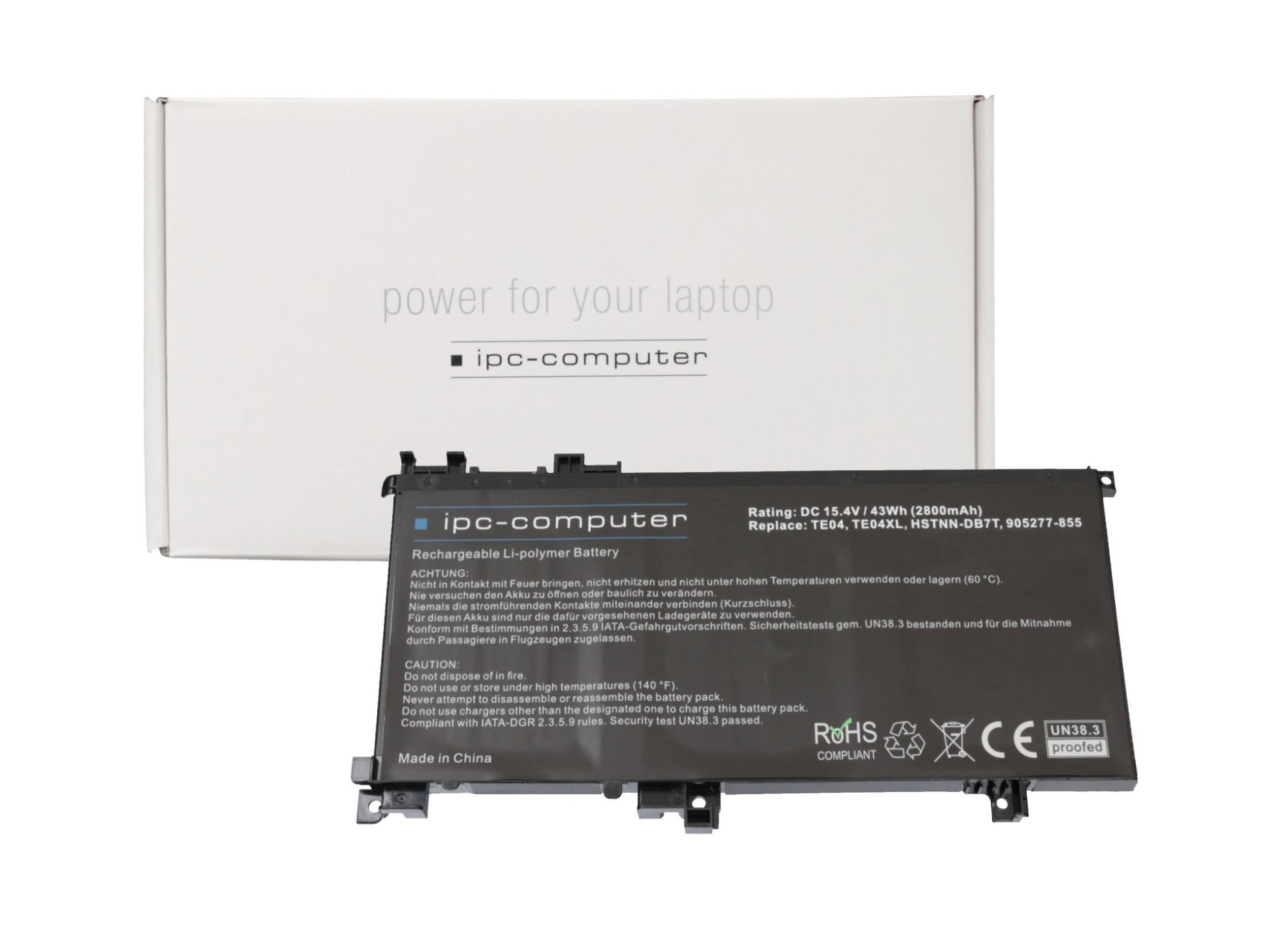 IPC-Computer Batterie 43Wh Nouveau 15.4V compatible pour HP Pavilion 15-bc400