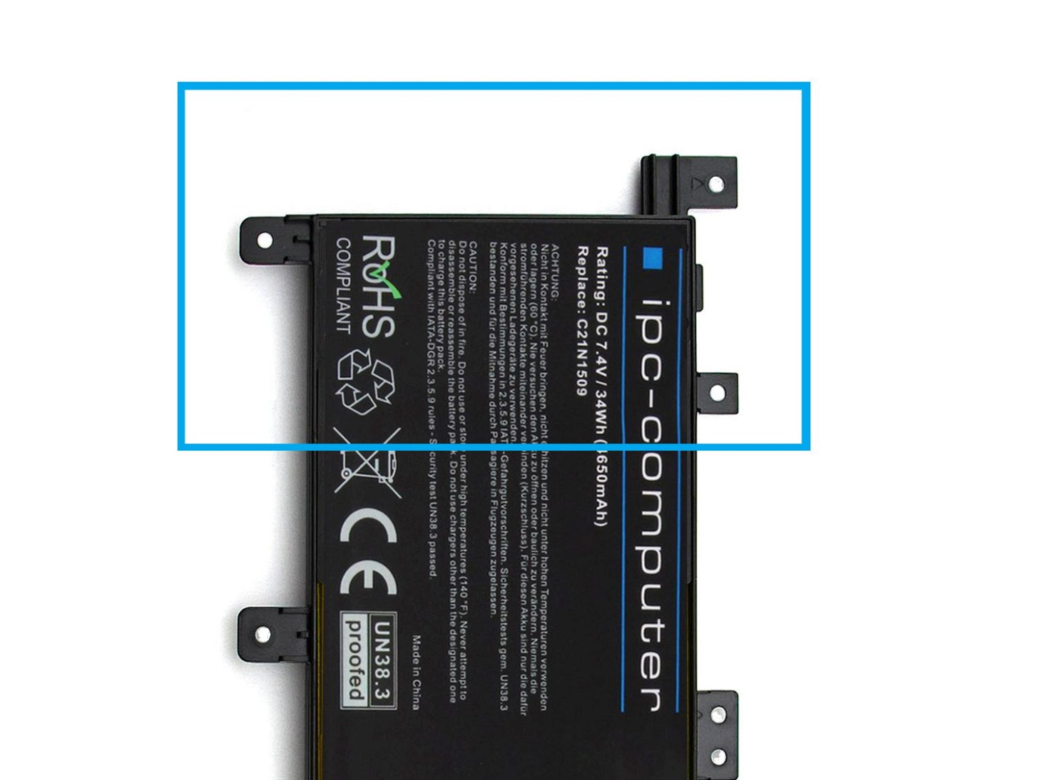 IPC-Computer Batterie compatible avec Asus 0B200-01750600 avec 34Wh