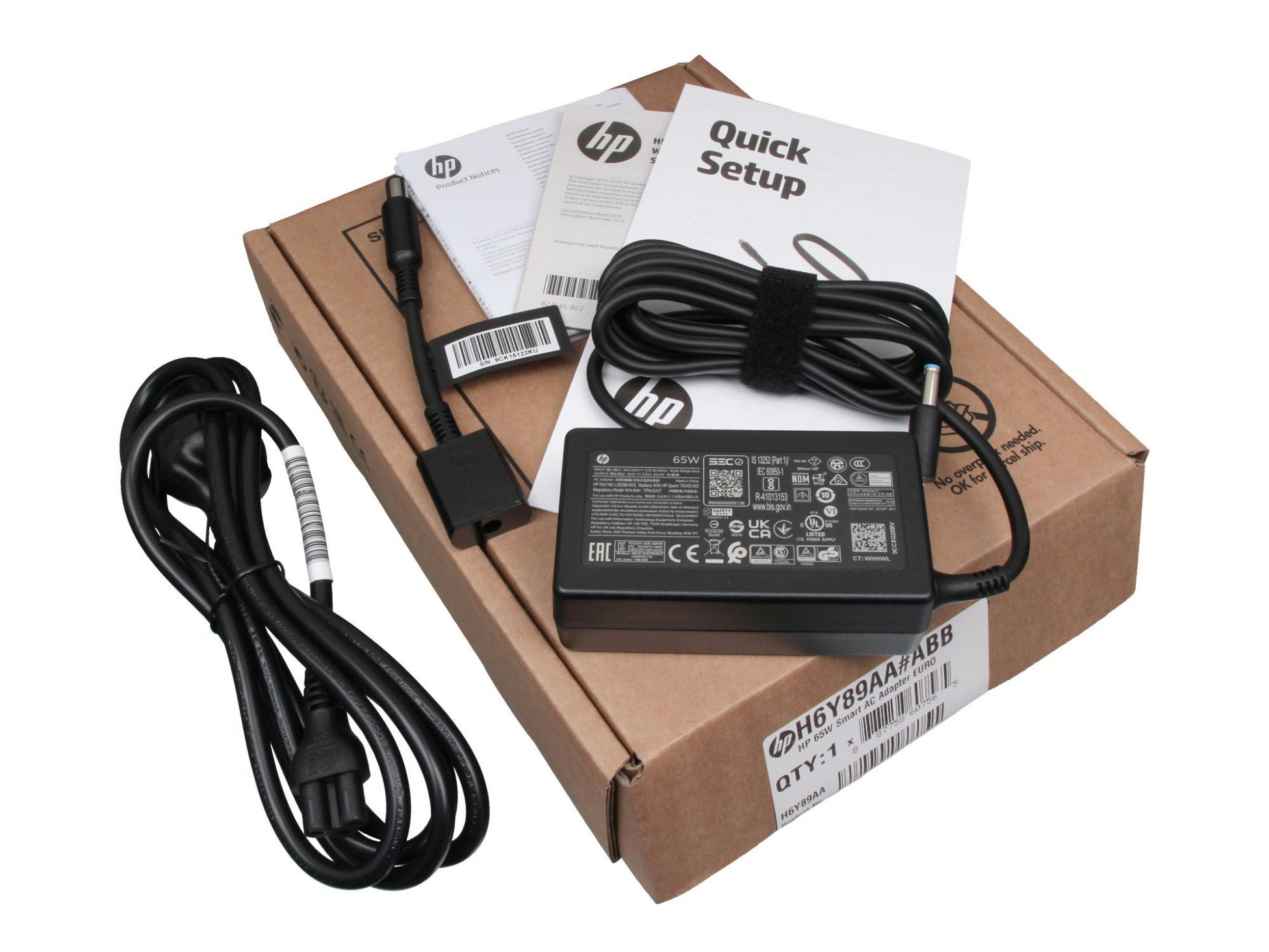 HP Pavilion dv6-6000 original chargeur 65 watts construction normale avec adaptateur