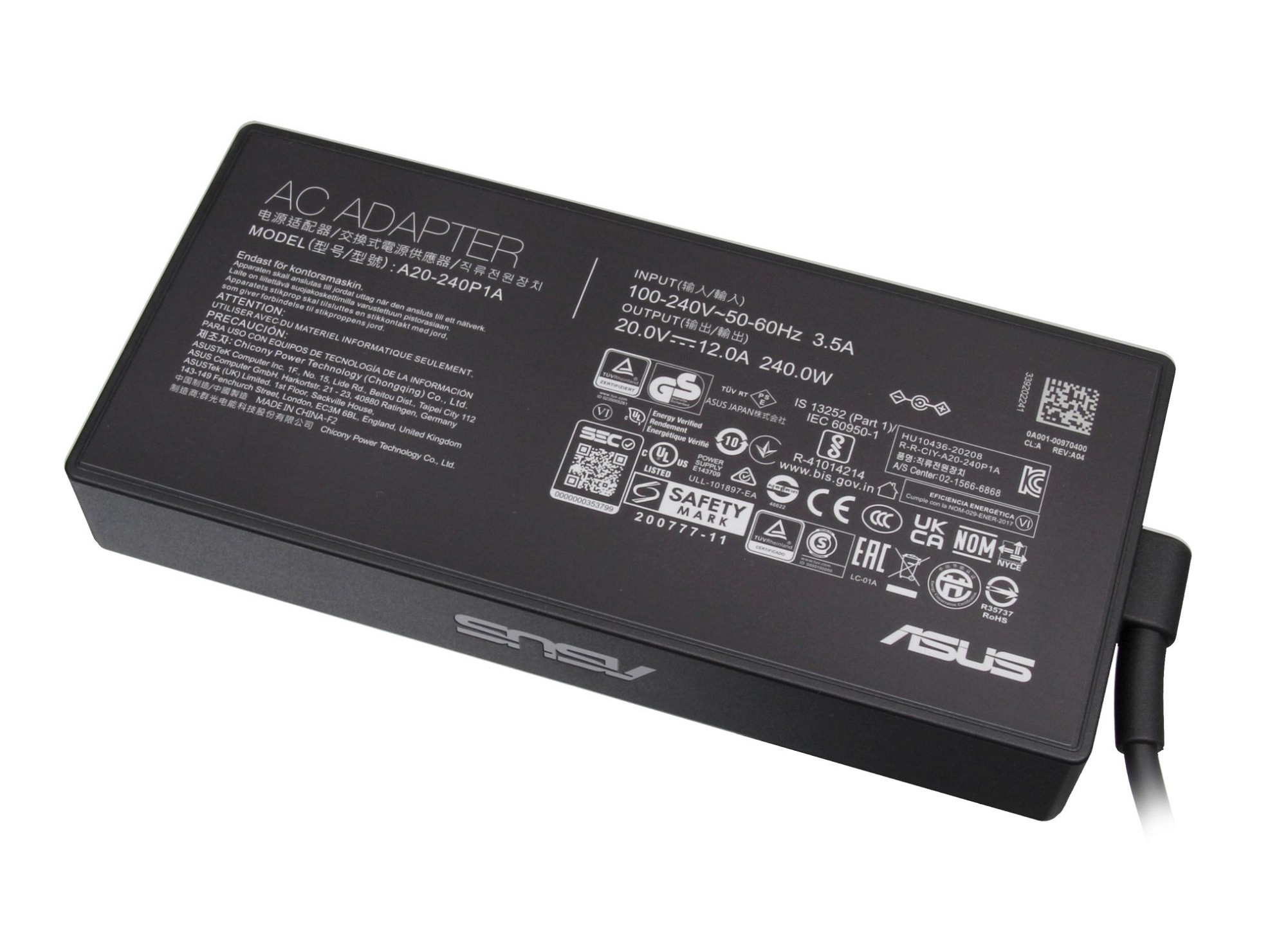 Asus ProArt StudioBook 16 OLED W7604J3D Original Netzteil 240,0 Watt kantige Bauform