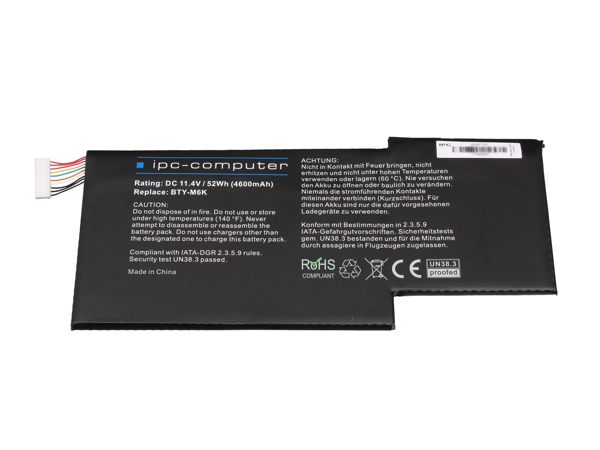 IPC-Computer Batterie 52Wh Nouveau compatible pour MSI GF65 Thin 10SD/10SDR/10SCSXR (MS-16W1)