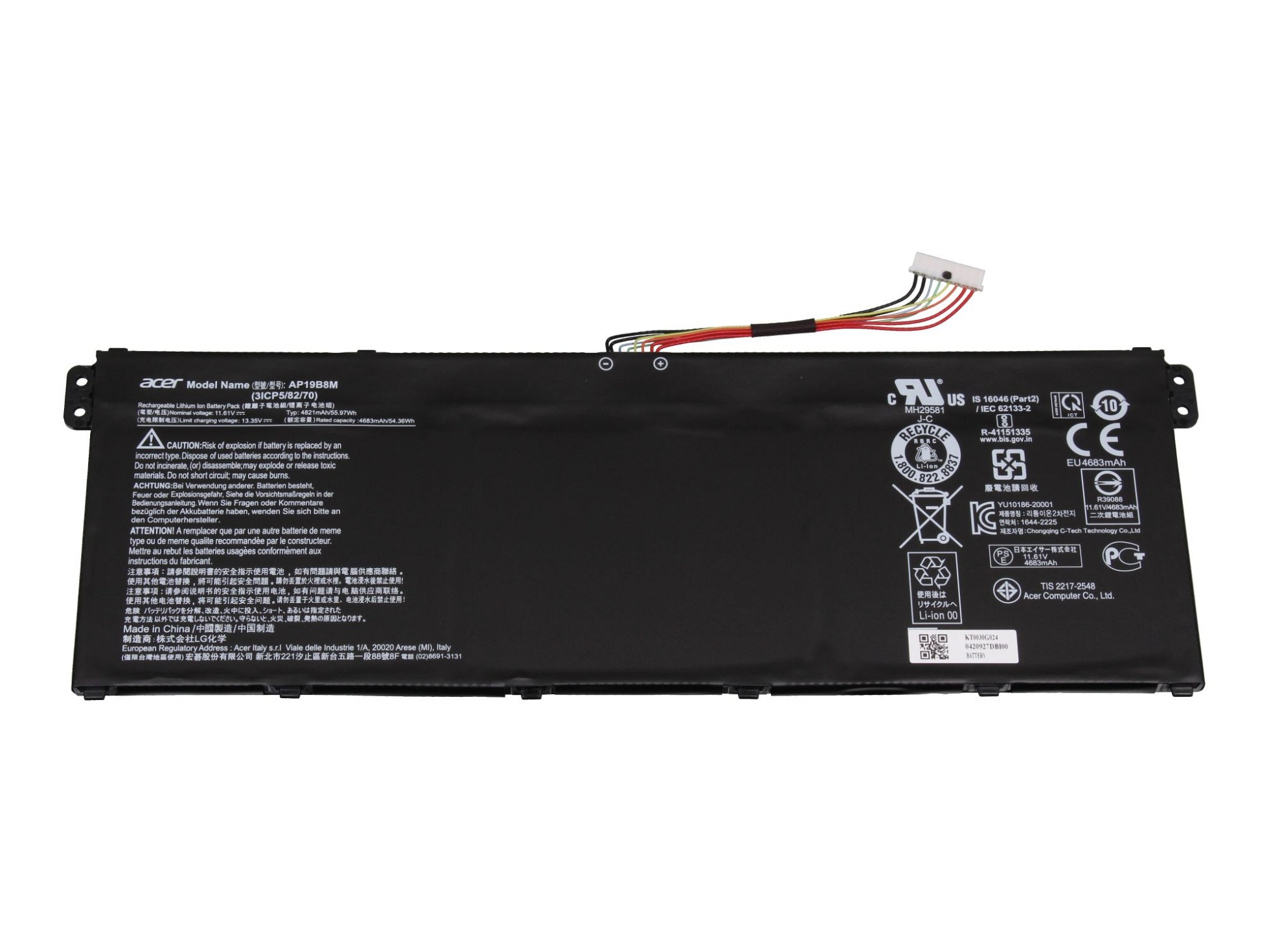 Acer Chromebook Spin 514 (CP514-1WH) original Batterie 55,9Wh 11.61V (Type AP19B8M)