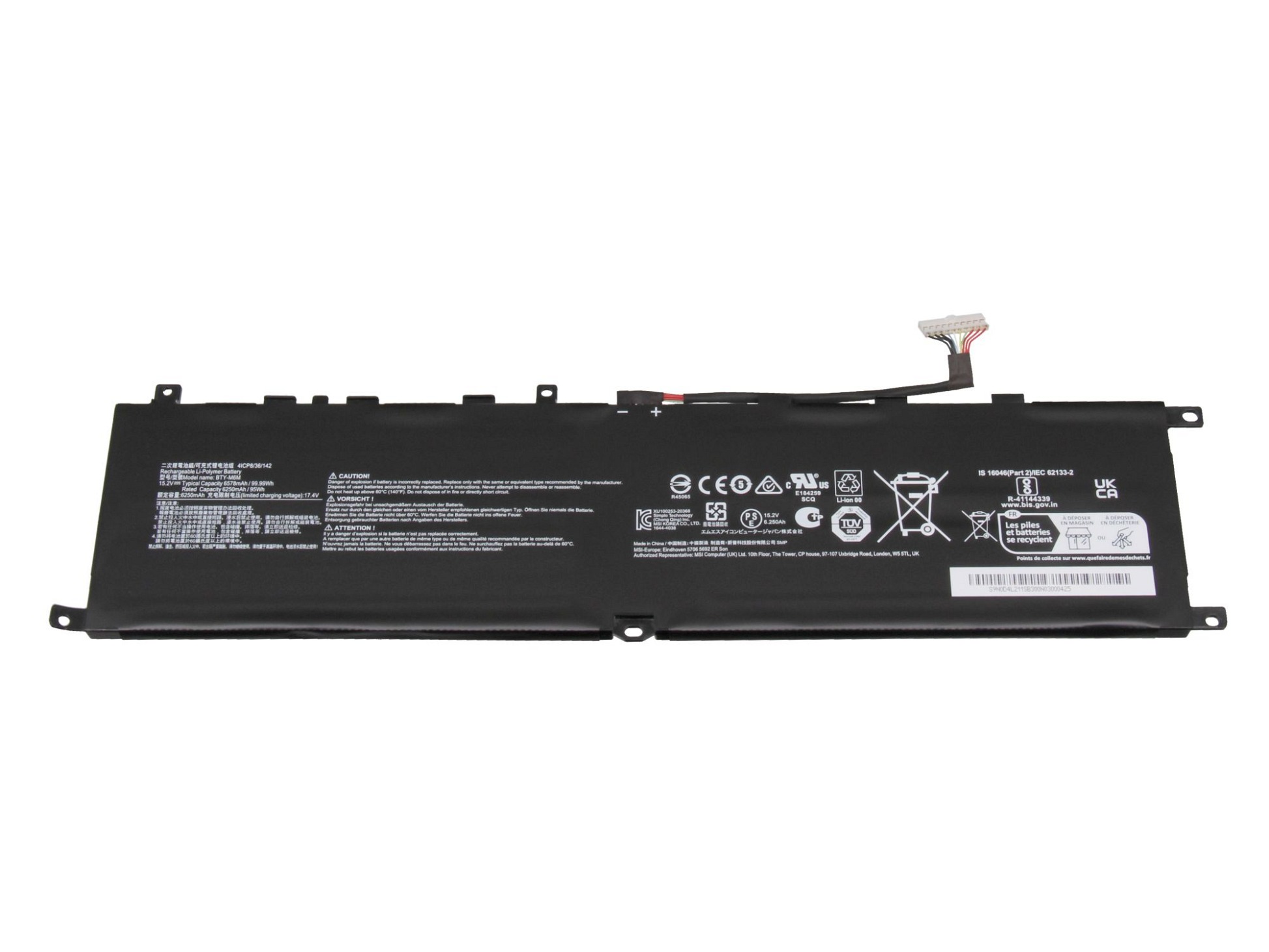 MSI GP66 Leopard 10UE/10UG/10UH (MS-1542) original Batterie 95Wh