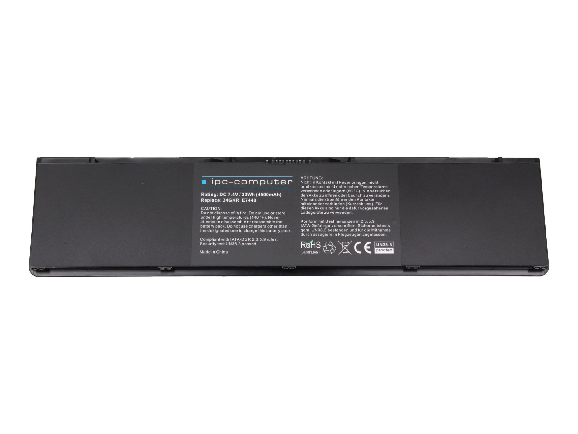 IPC-Computer Batterie compatible avec Dell 3RNFD avec 33Wh