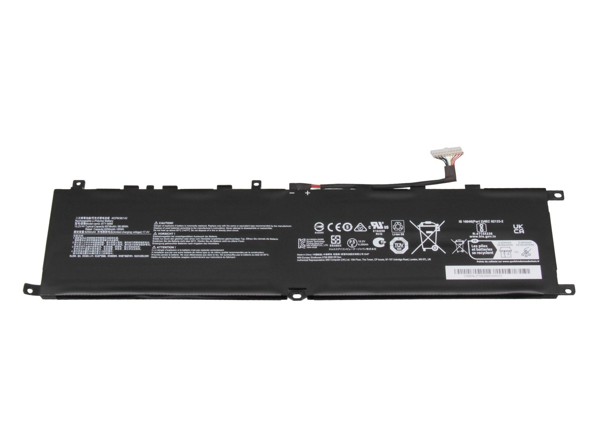 MSI GS76 Stealth 11UH/11UG/11UE (MS-17M1) original Batterie 95Wh