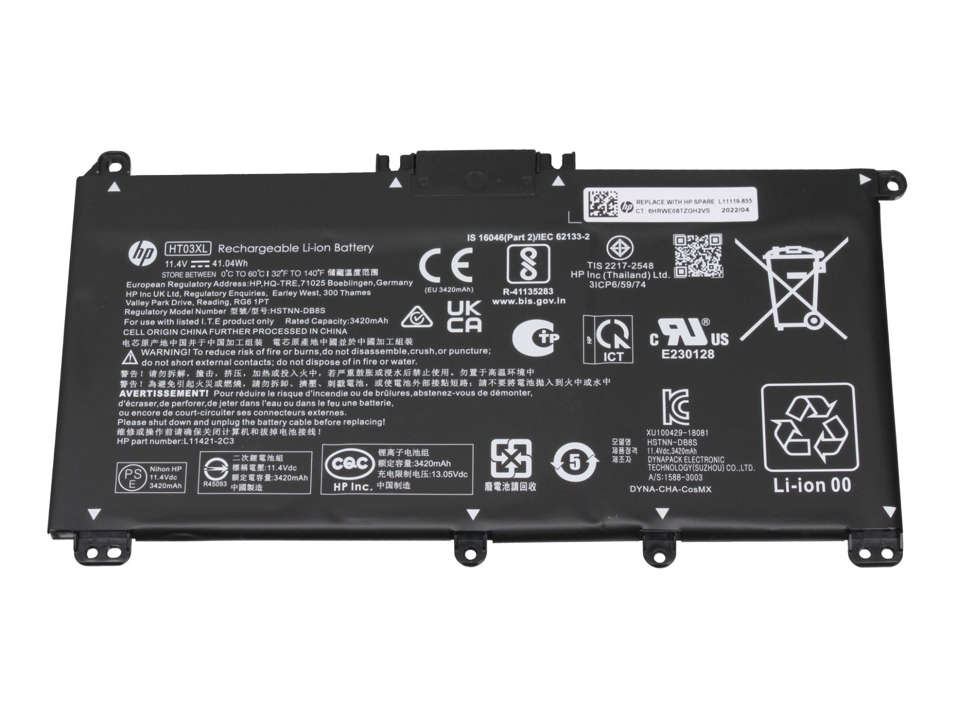 HP L11421-423 original Batterie 41,04Wh HT03XL