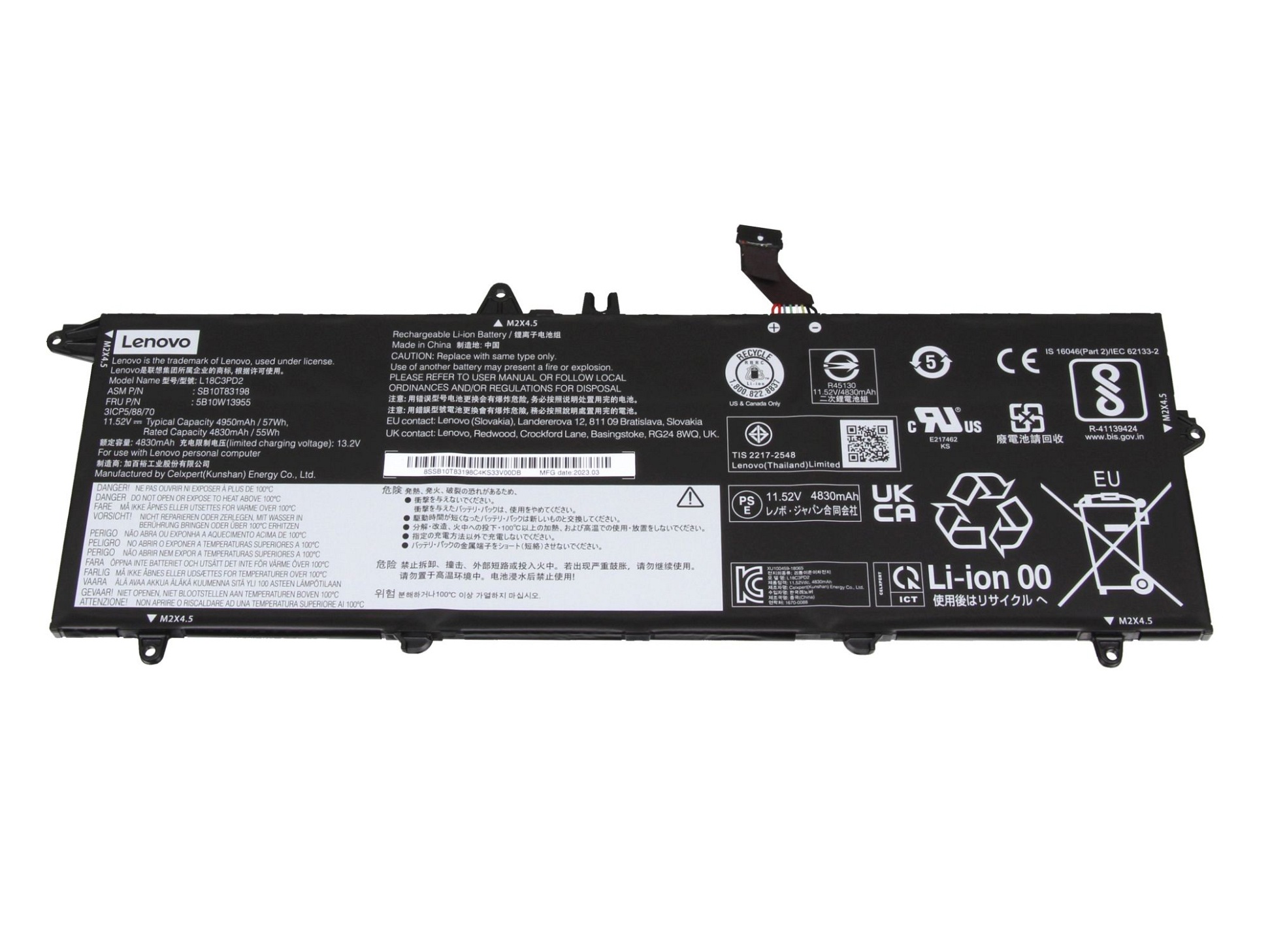 Lenovo 02DL013 original Batterie 57Wh