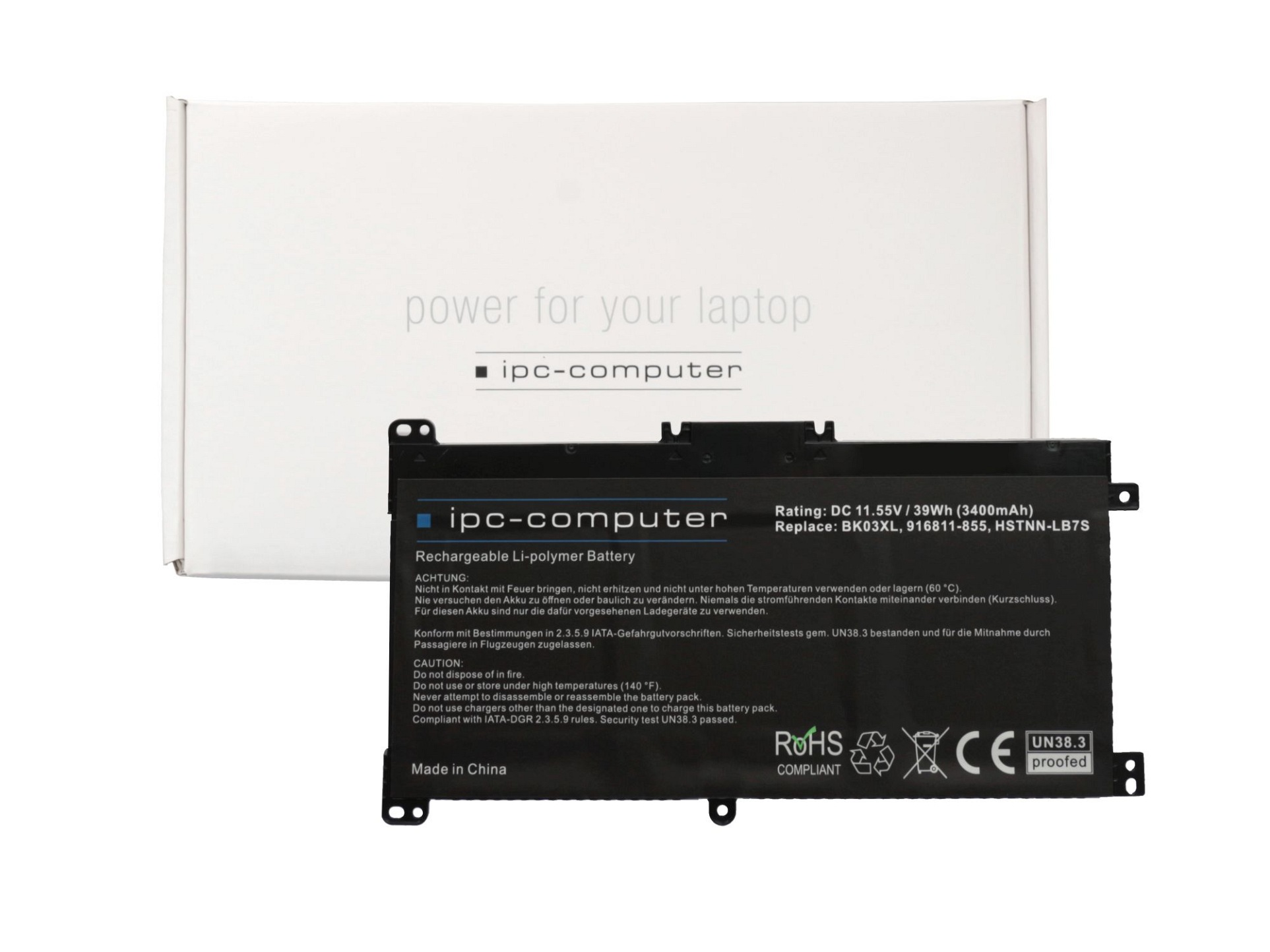 IPC-Computer Akku kompatibel zu HP 916811-855 mit 39Wh