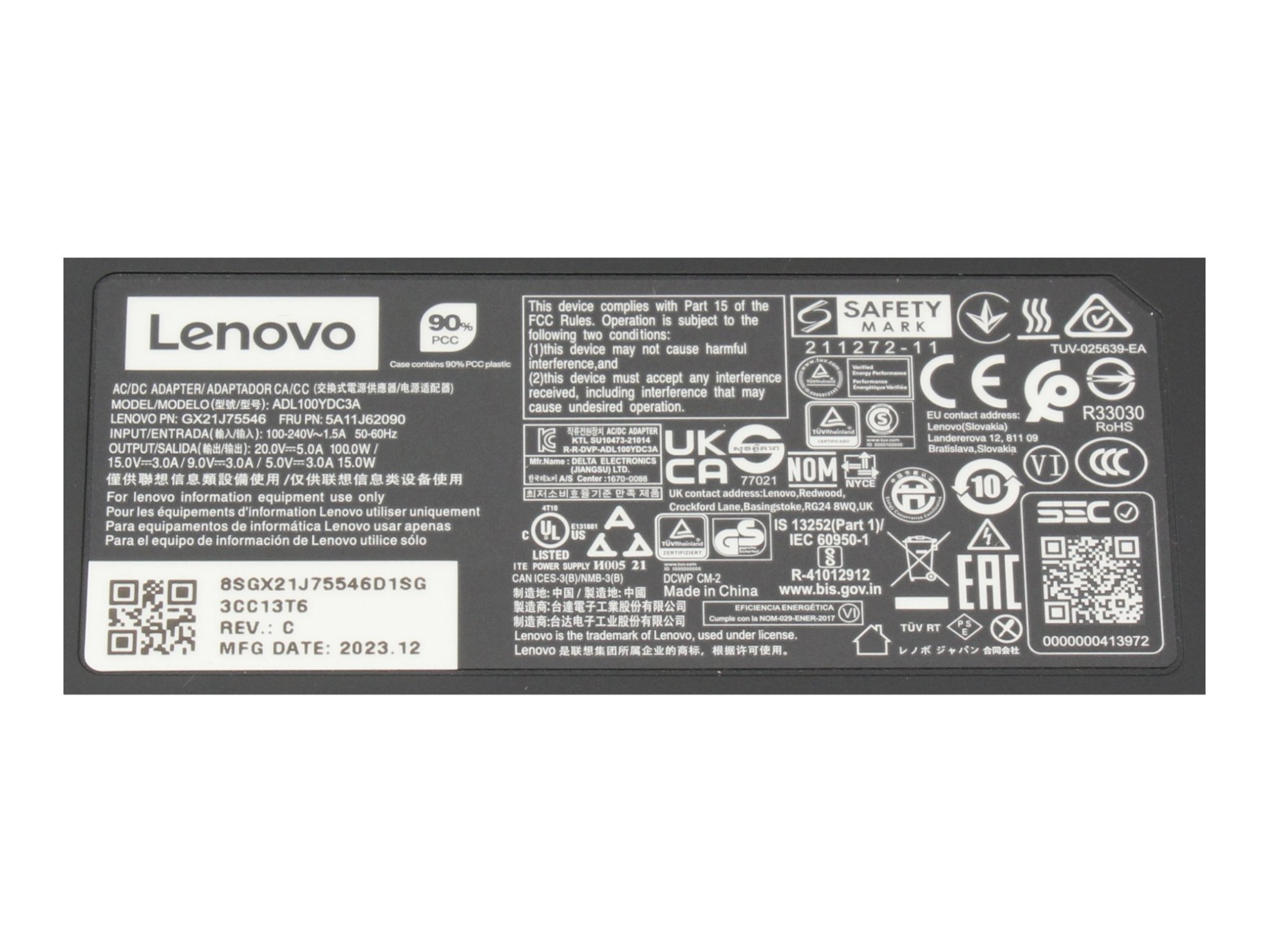 Lenovo ThinkPad P16s Gen 2 (21K9) Original USB-C Netzteil 100,0 Watt